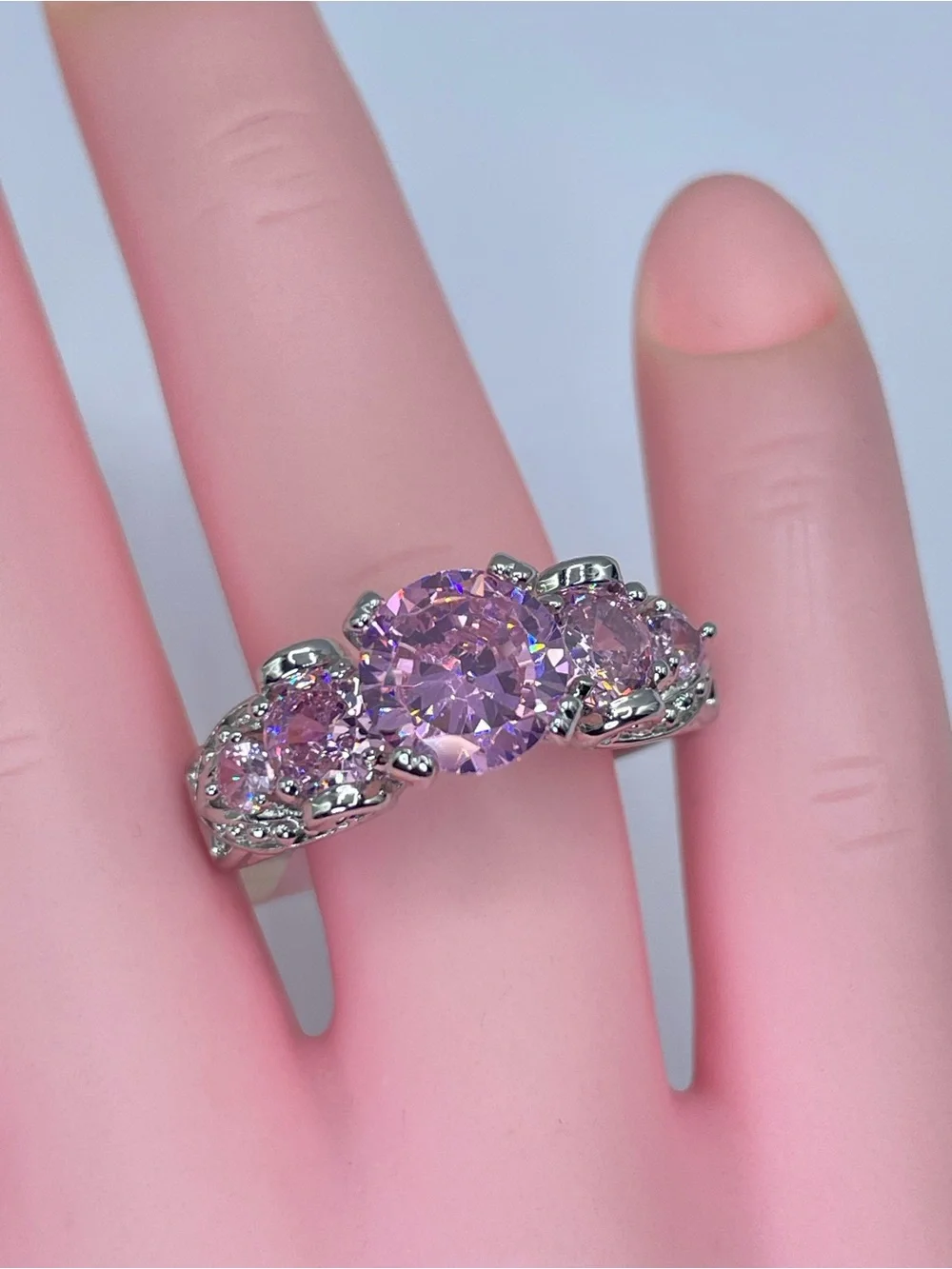 Swarovski Crystal Elements Pink Crystal Multi Stone Statement Ring